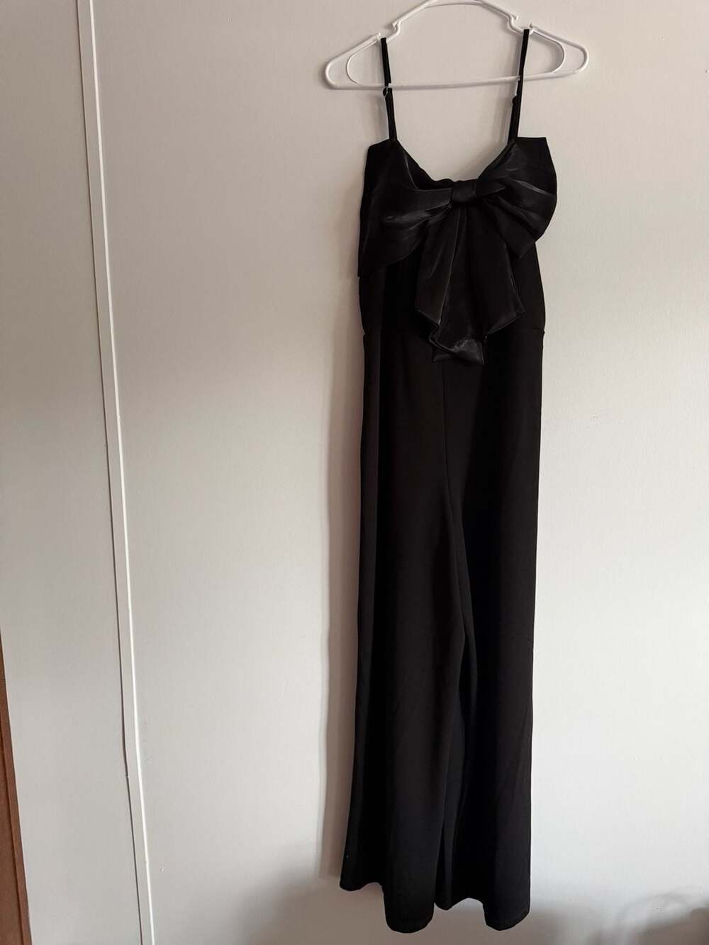 SHE+SKY Black Sleeveless Jumpsuit with Satin Bow Front Size L